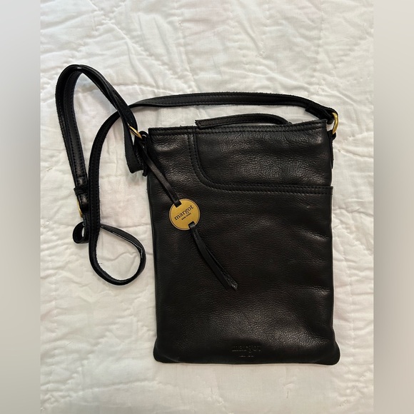 Margot New York Split Pocket Leather Crossbody Purse Bag Black Buttery Soft Boho - Picture 1 of 12